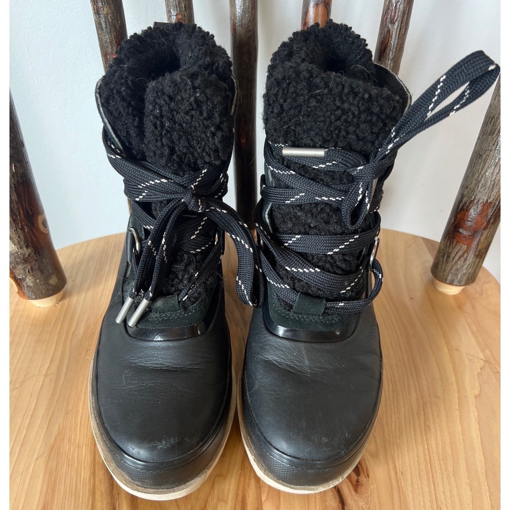 Sorel Joan of Arctic Next Lite Black Leather Waterproof Platform Boots Women 7.5